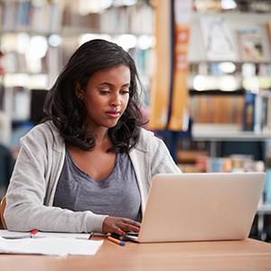 Student using laptop