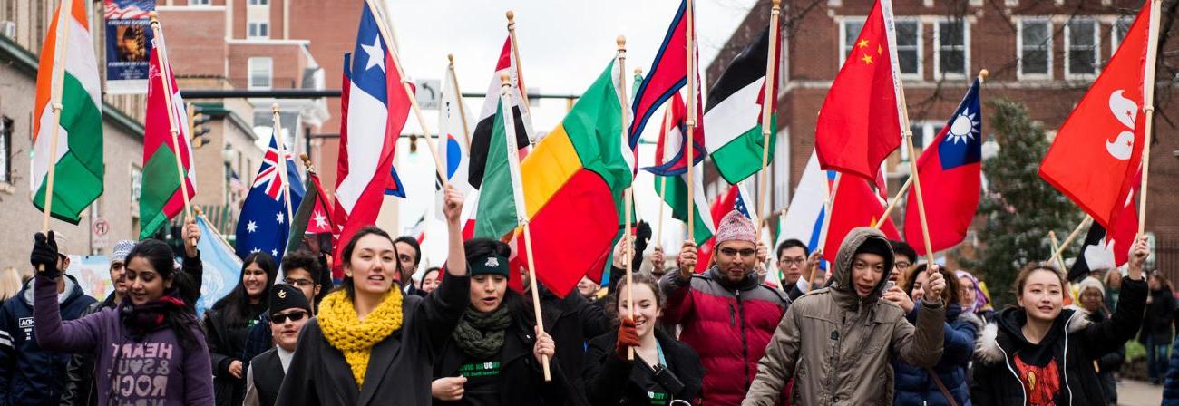 students with flags